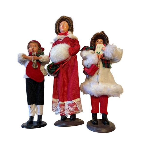 Christmas Carolers Figurines Lot Of 3 Woman, Boy And Girl Open Mouth 9-11” - Picture 3 of 7